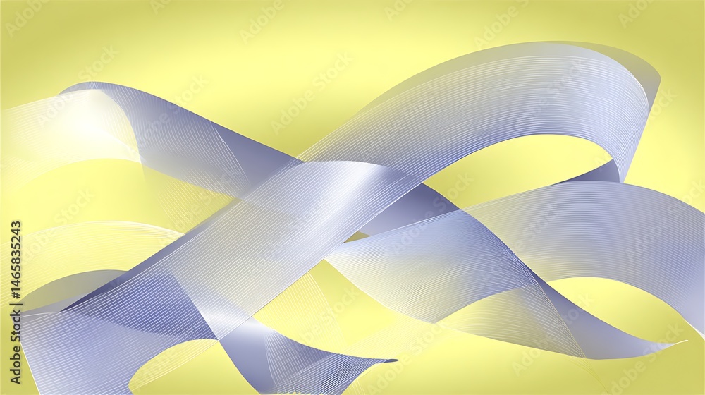 Aufkleber abstract design with flowing blue lines on soft yellow background