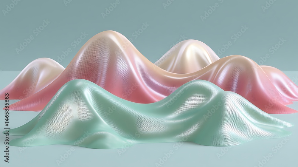 Poster abstract flowing shapes with soft textures and pastel colors