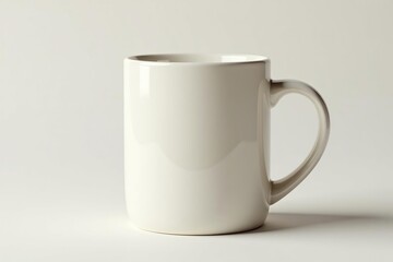 Large coffee mug, sturdy handle, off-white shade, handle, studio shot, drinkware