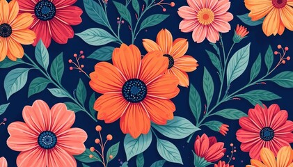 Bold, vibrant floral pattern for eye-catching flyers , summer, design