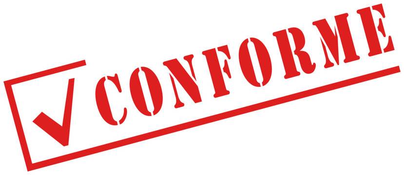 Tampon CONFORME inclin&eacute; avec tick de validation