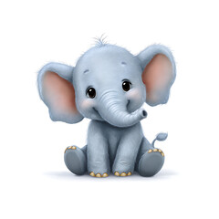 Cartoon baby elephant sitting and smiling