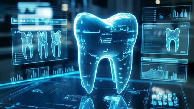 未来的なホログラフィック歯の3Dイメージ
