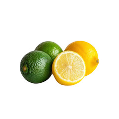 Fresh Lemons and Limes on Transparent Background