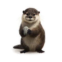 Cartoon otter holding a pebble