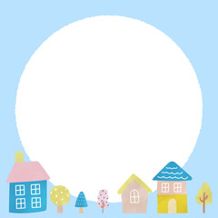 北欧風のお家の円形フレーム