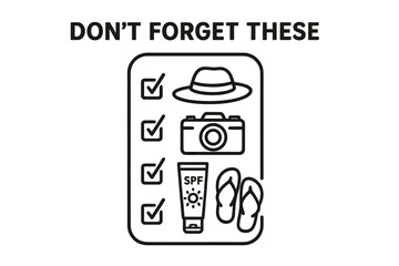 Summer Travel Checklist Items in Minimalist Style  