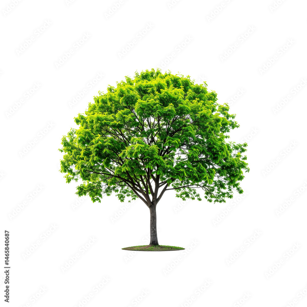 Poster isolated green tree image for graphic design and nature backgrounds with black background on transpa