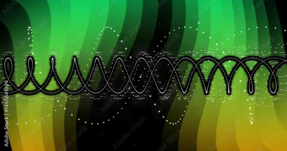 Aufkleber dotted sine wave being visualized in abstract digital space, with gradient bands and particles