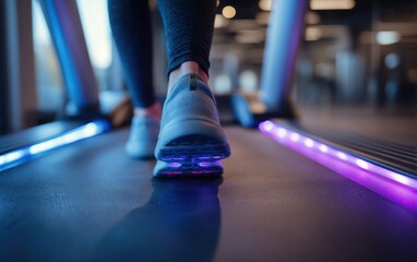 Person walking on treadmill in fitness center