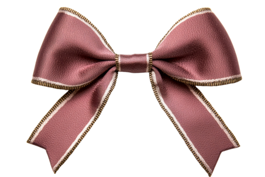 Pink ribbon bow with a gold trim
