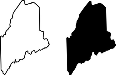 Maine state border map outline and silhouette vector graphic isolated image	