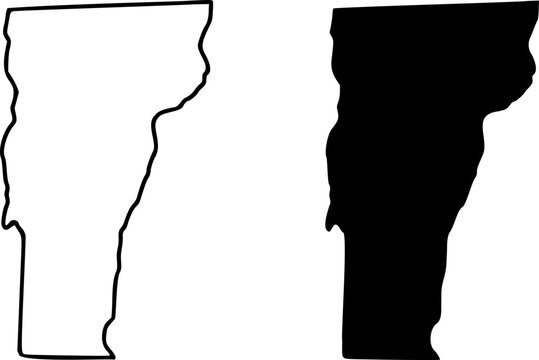 Vermont state border map outline and silhouette vector graphic isolated image	