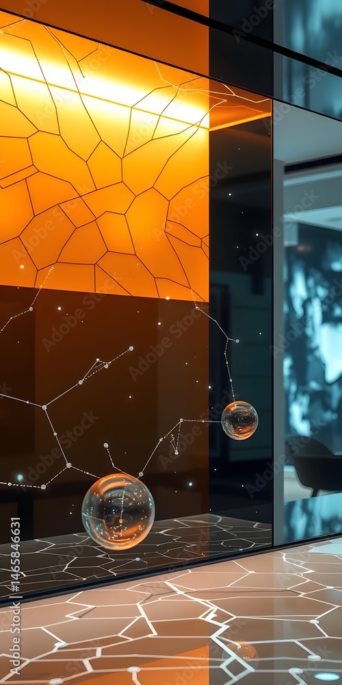 Aufkleber futuristic technology abstract with glass and floating elements, a vision of innovation. high tech s