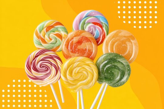 colorful swirl lollipops arranged in a spiral 