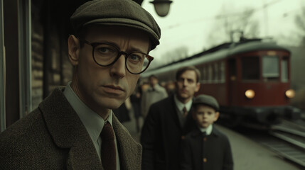 An animated elderly man with a gray beard and glasses smiles warmly at a young boy, also wearing glasses, in a cozy, sunlit room filled with books