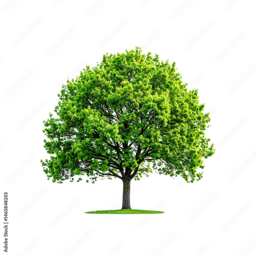 Poster isolated green tree image for graphic design projects and nature related backgrounds use case on tra