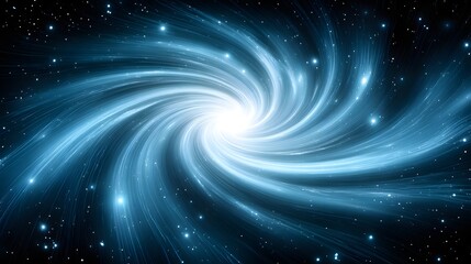 A mesmerizing spiral galaxy, swirling with luminous blue light against a vast black backdrop of stars, evoking feelings of wonder and the mysteries of the universe.