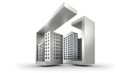 A modern architectural concept featuring stylized buildings under an innovative structure. The design merges creativity with structural discipline, showcasing urban development.