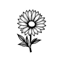 Monochrome floral artwork featuring an elegant blossom with a slender stem