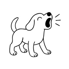 Cute Dog roar Line Drawing Marker