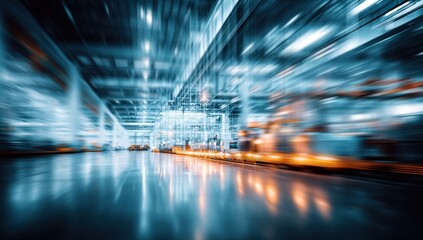 Warehouse interior with blurred motion effect