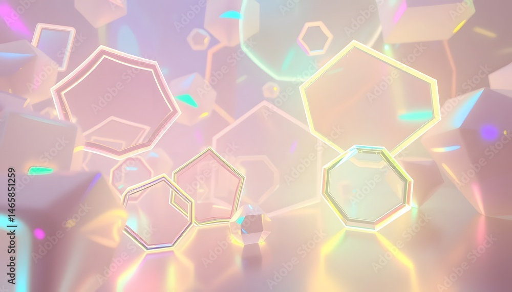 Poster holographic abstraction, glowing shapes, a futuristic design. shifting neon colors create a surreal 