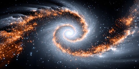 A stunning view of a galaxy showcasing swirling stars and vibrant energy. The intricate patterns of light and color create a mesmerizing cosmic scene that inspires wonder.