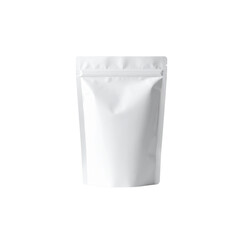 White blank stand up pouch mockup for food product packaging and branding presentation on transparent background