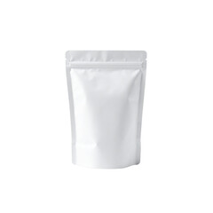White stand up pouch mockup blank packaging bag for food product presentation and branding on transparent background