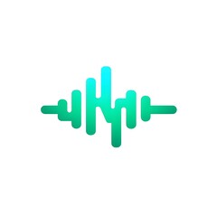 Obraz premium An abstract digital design representing sound waves, showcasing a gradient of turquoise hues