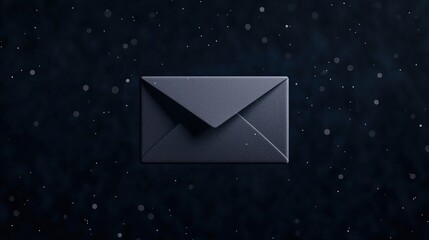 A sleek black envelope is centered against a dark, sparkling background, creating a mysterious and elegant atmosphere.