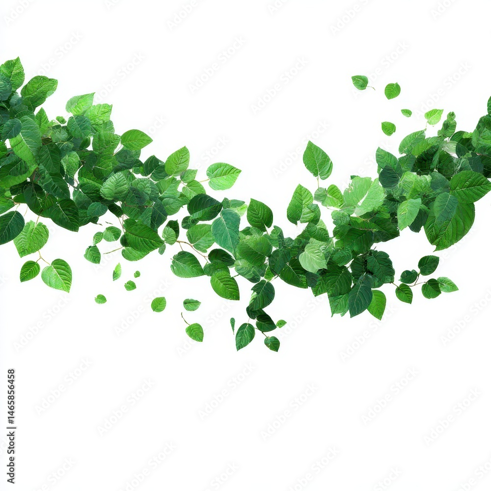 Poster vibrant green leaves flowing gracefully with soft light creating a natural and refreshing atmosphere