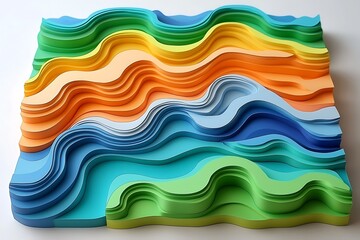 Obraz premium Abstract Colorful Layered Paper Sculpture: A Wave of Hues