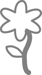 Simple flower drawing with thick gray outlines on a white background, minimalist floral design.