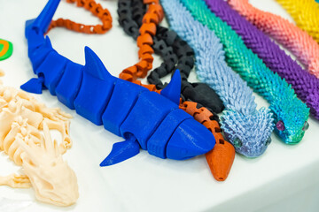 3D Plastic toy animal model or sample part made from automatic 3d printer machine
