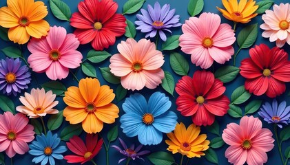 Continuous blooming flowers, seamlessly repeating , illustration, petals