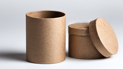 Eco-friendly recycled paper tube container with removable lid – perfect for sustainable packaging, branding, and zero-waste product mockups.