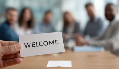 Welcome meeting with diverse group of people