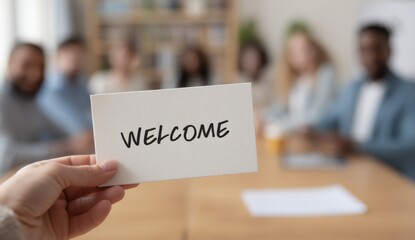 Welcome message card in meeting setting