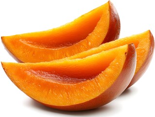 Captivating Close-Up of Three Mango Slices, Displaying Vibrant Texture