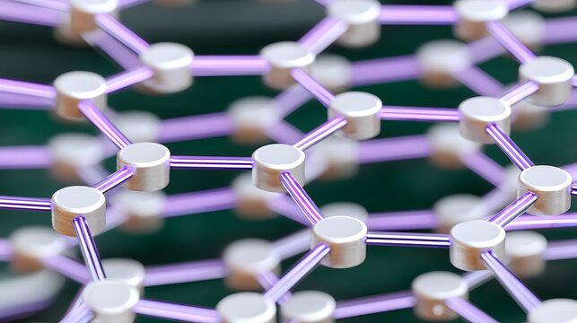 Detailed Close-up of Molecular Structure with Nodes and Connections