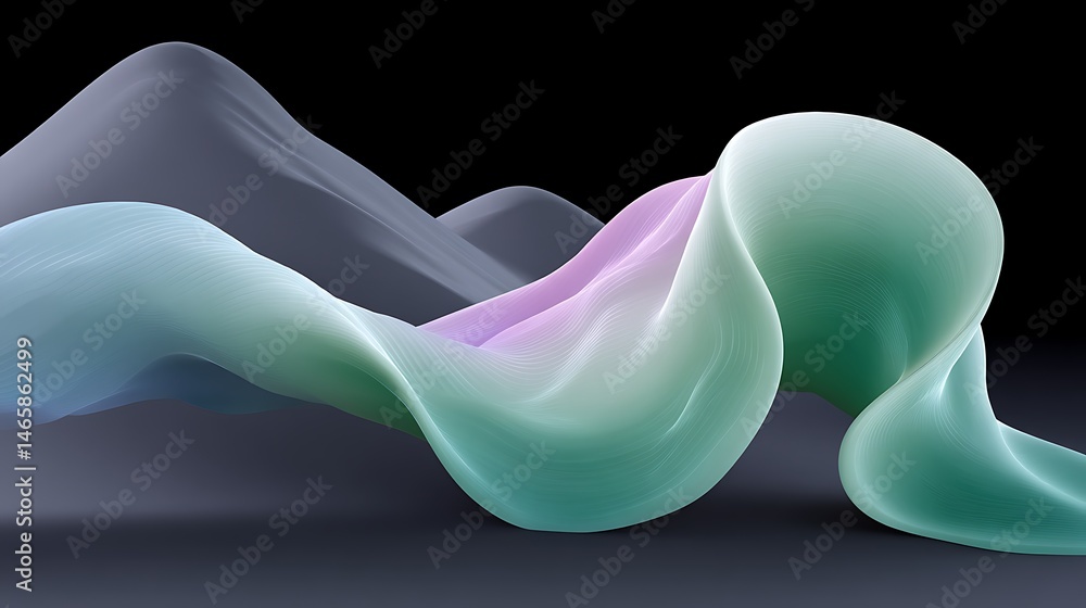 Poster abstract fluid shapes with soft colors and smooth curves in motion