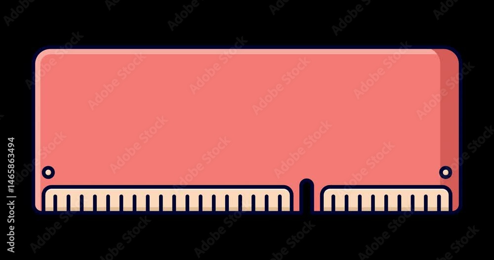 Fototapete RAM memory computer animation. Computer RAM animation. Random access memory. Flat cartoon style. Transparent background with alpha channel