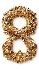 Ornate gold number eight with intricate detailing