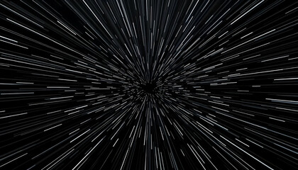 Obraz premium Abstract Design Of White Lines Converging On A Black Background Creating Depth And Motion