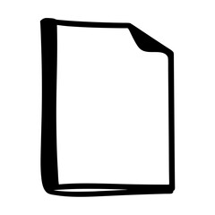 A Simple Black and White Drawing of a Document or Sheet of Paper with a Curled Corner