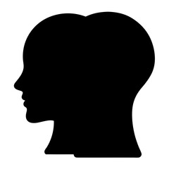 Silhouette of Two Heads in Profile View Black and White Minimalist Design Simple Icon Graphic Image