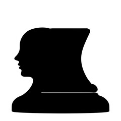 Abstract Black Silhouette of a Woman's Head and Shoulders in Profile View