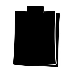 Black and White Icon of a Clipboard with Papers Stacked